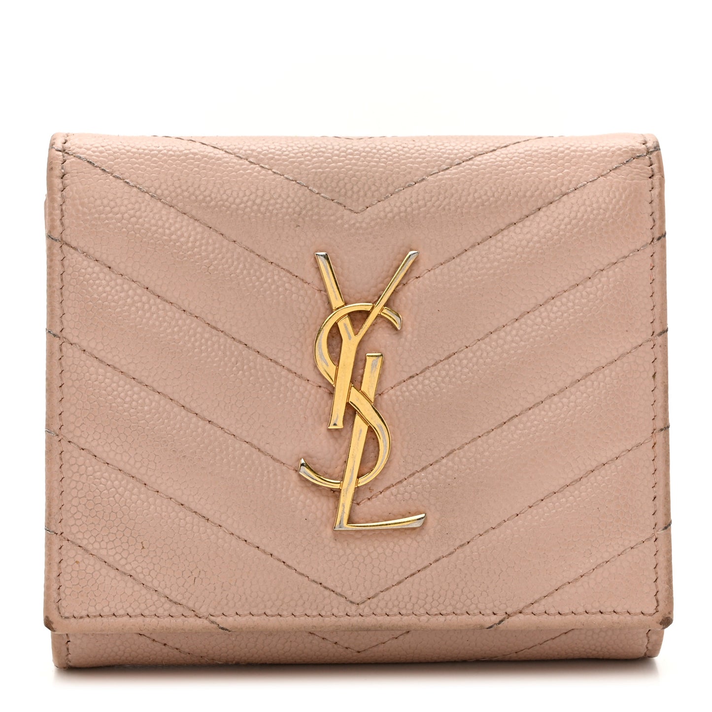 Grain De Poudre Matelasse Chevron Monogram Compact Wallet Pink