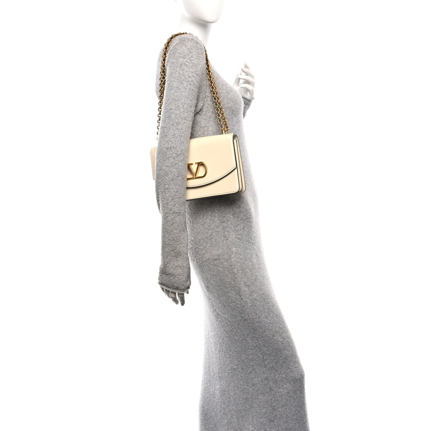 Shiny Calfskin Vain Shoulder Bag Butter