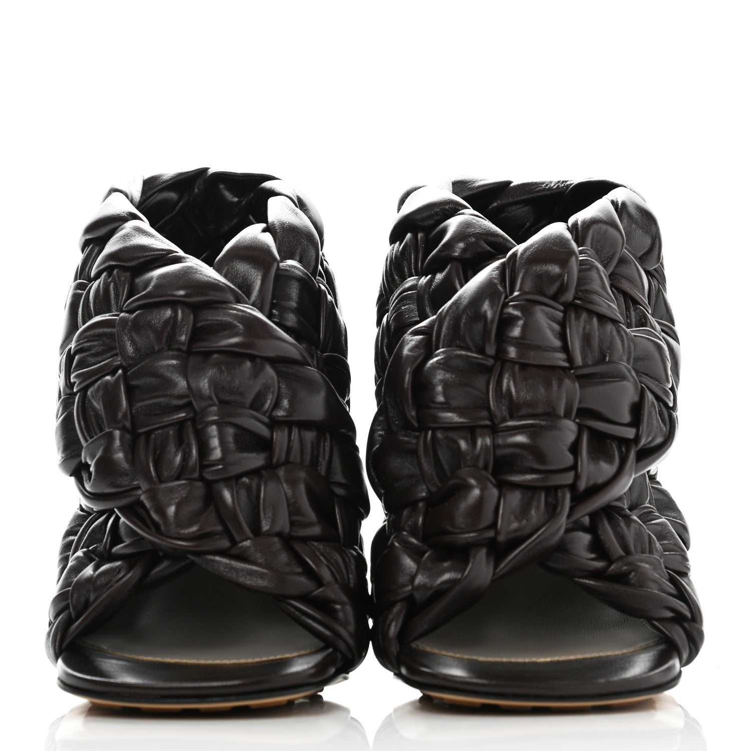Bottega Veneta Shiny Nappa Intrecciato The Board Sandals 36 Chocolate 2 of 9