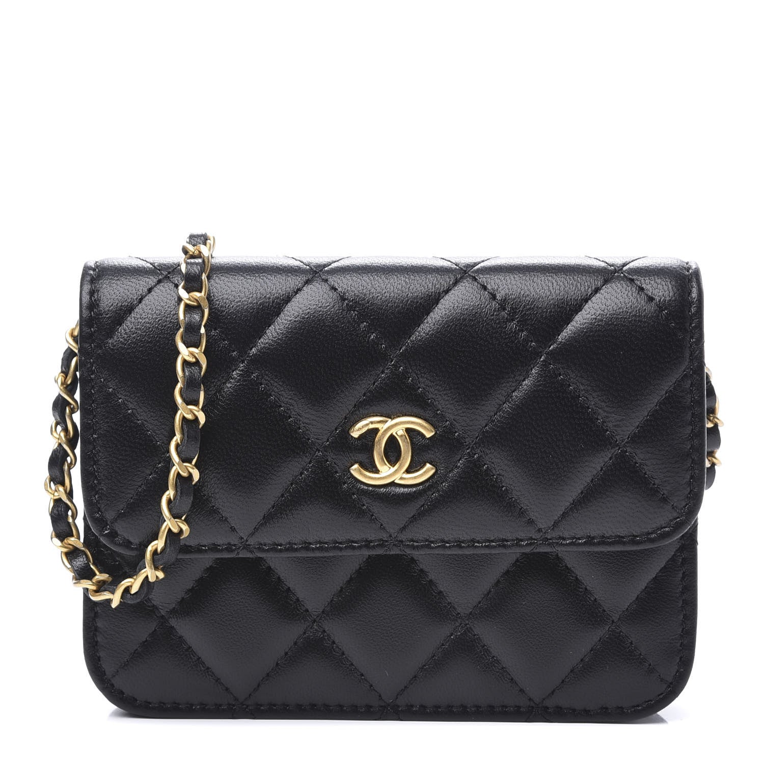 Chanel Lambskin Quilted Pearl Crush Clutch With Chain Black 1 of 12