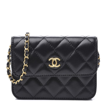 Chanel Lambskin Quilted Pearl Crush Clutch With Chain Black 1 of 12