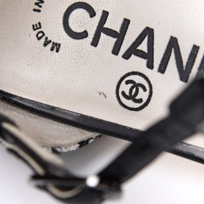 Chanel Patent Tweed CC Sandals 37.5 Black 8 of 8