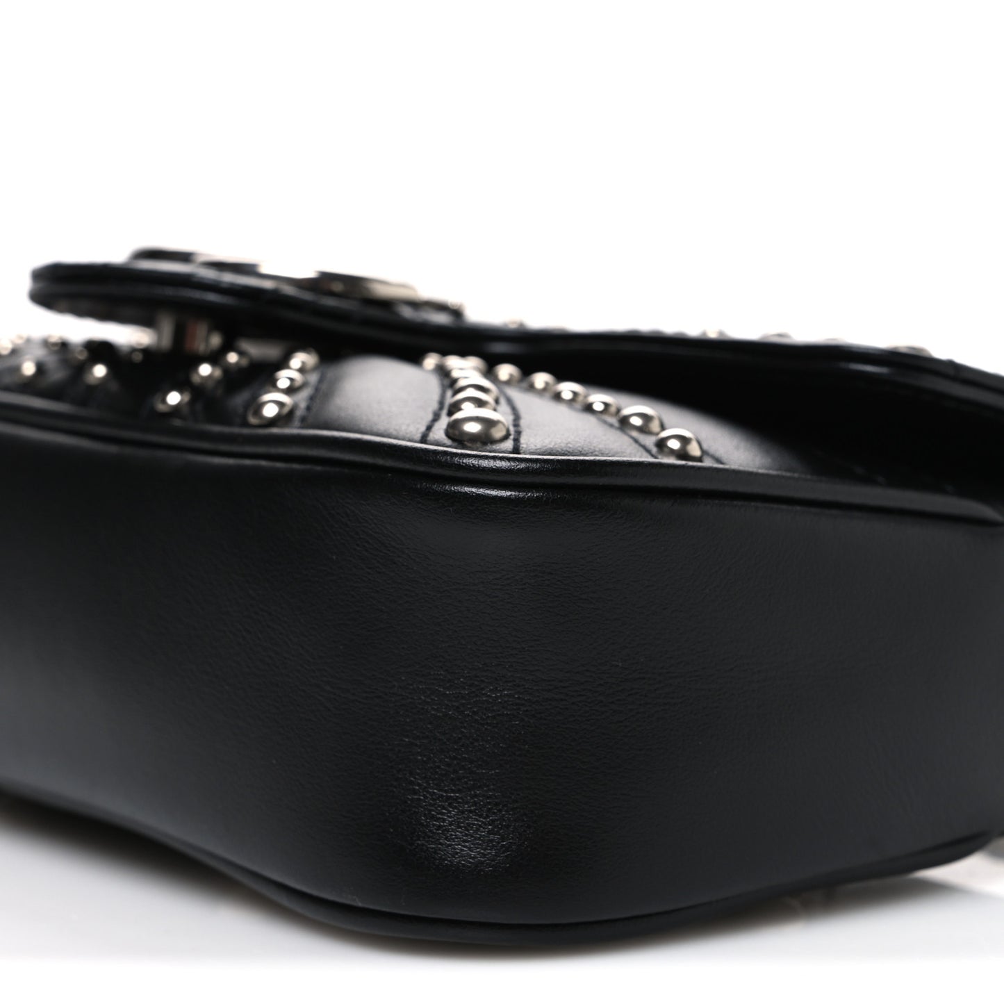 Calfskin Matelasse Studded Super Mini GG Marmont Shoulder Bag Black