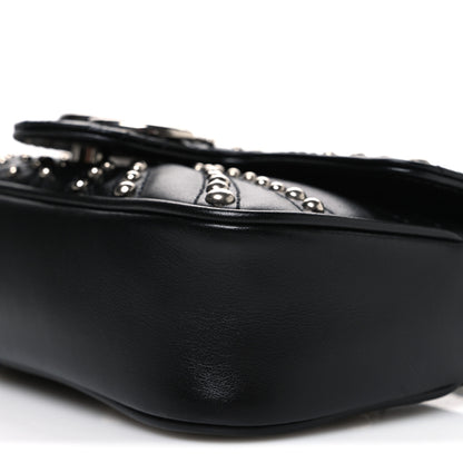 Gucci Calfskin Matelasse Studded Super Mini GG Marmont Shoulder Bag Black 10 of 10