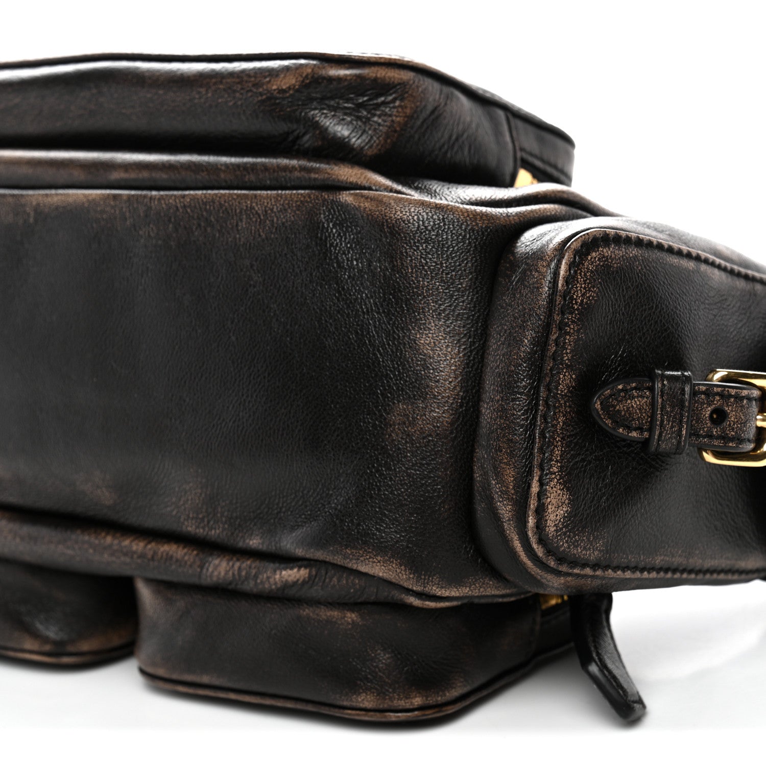 Miu Miu Distressed Nappa Pocket Bag Sand Coffee 9 of 9
