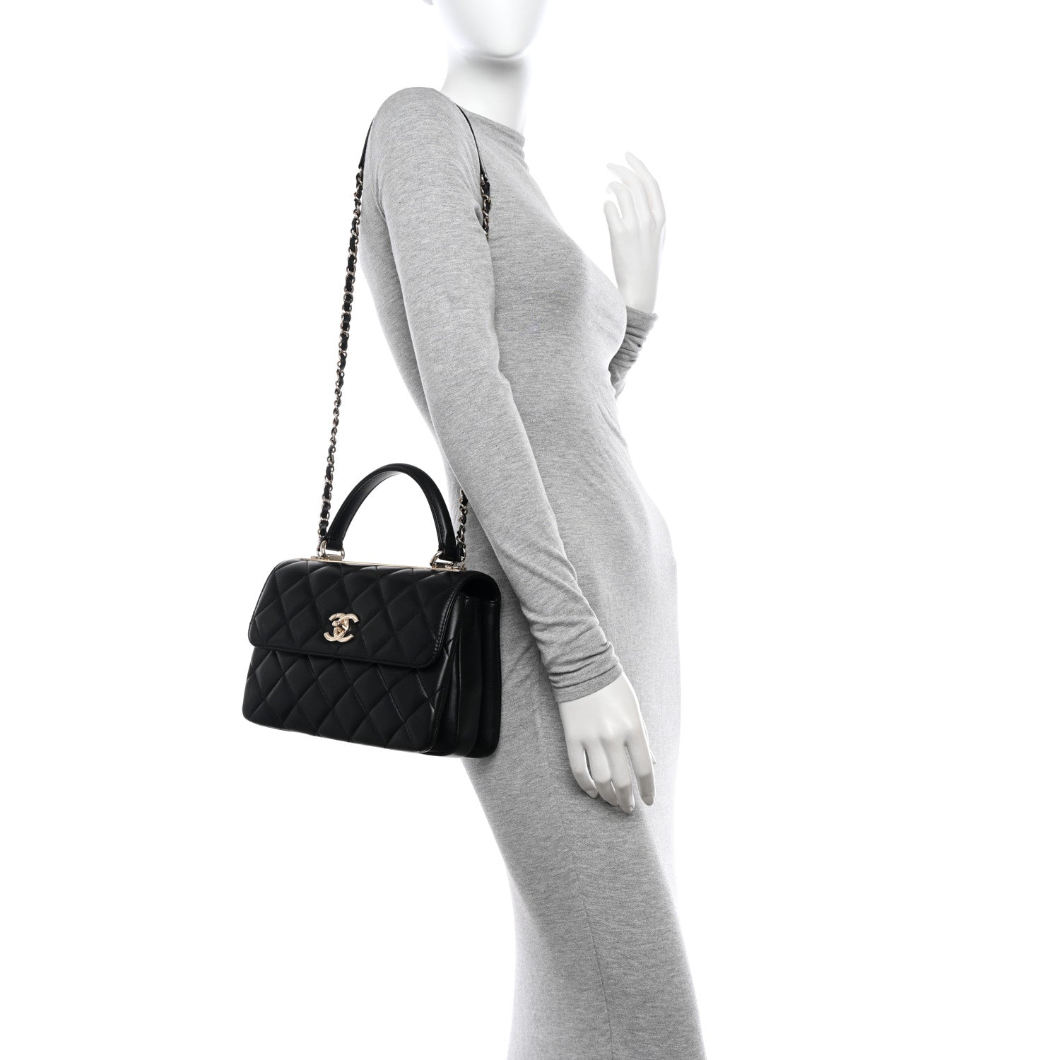 Chanel Lambskin Quilted Small Trendy CC Dual Handle Flap Bag Black 2 of 11