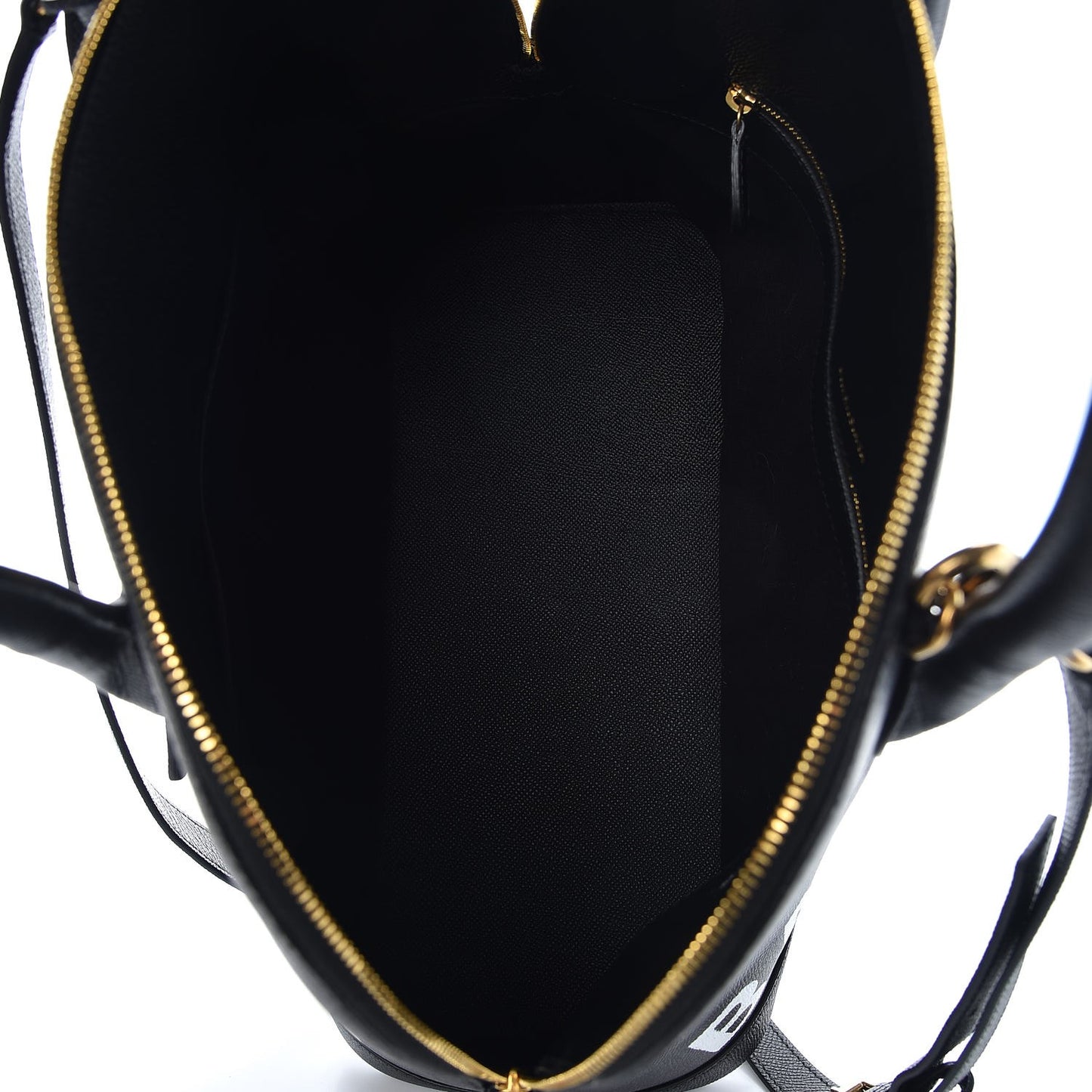 Signature Grained Calfskin Logo M Ville Top Handle Bag Black