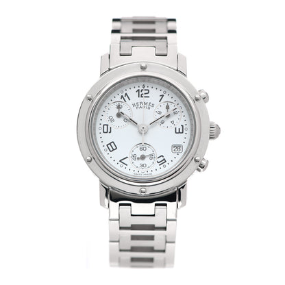 Hermes Stainless Steel 31mm Clipper Chronograph Quartz Watch 1 of 8