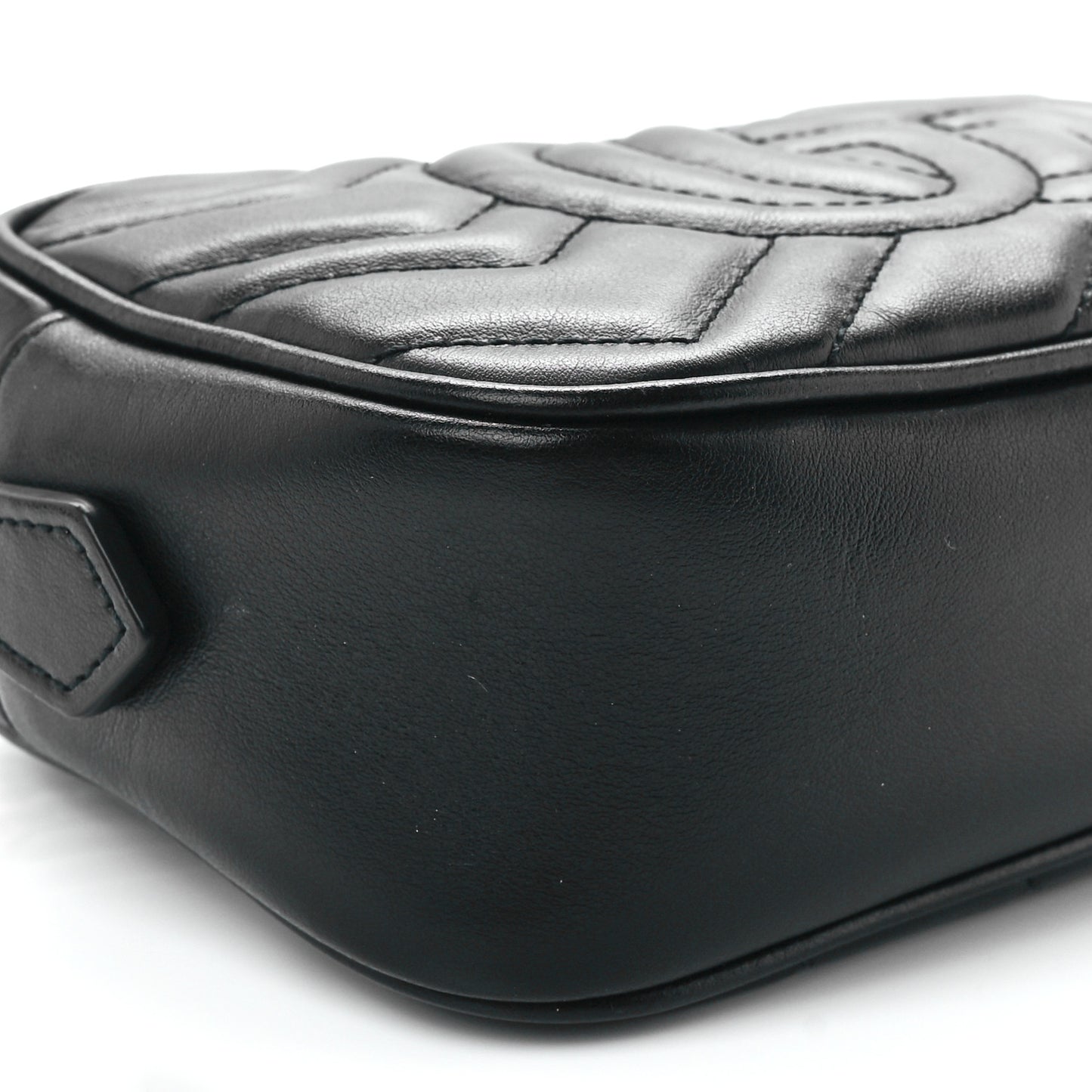 Calfskin Matelasse Mini GG Marmont Chain Shoulder Bag Black