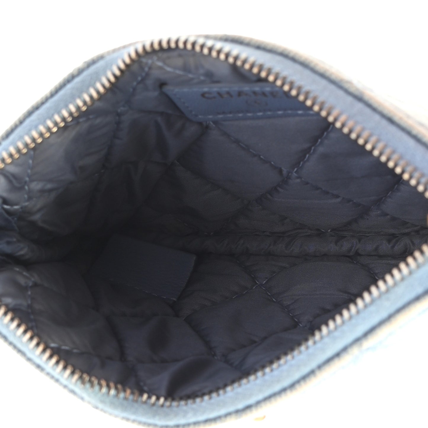 Denim Quilted Small Reissue Cosmetic Case Blue