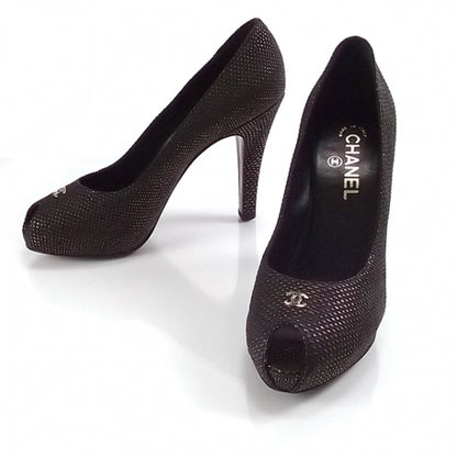 Chanel Gold Speckled Peep Toes 38.5 1 of 8