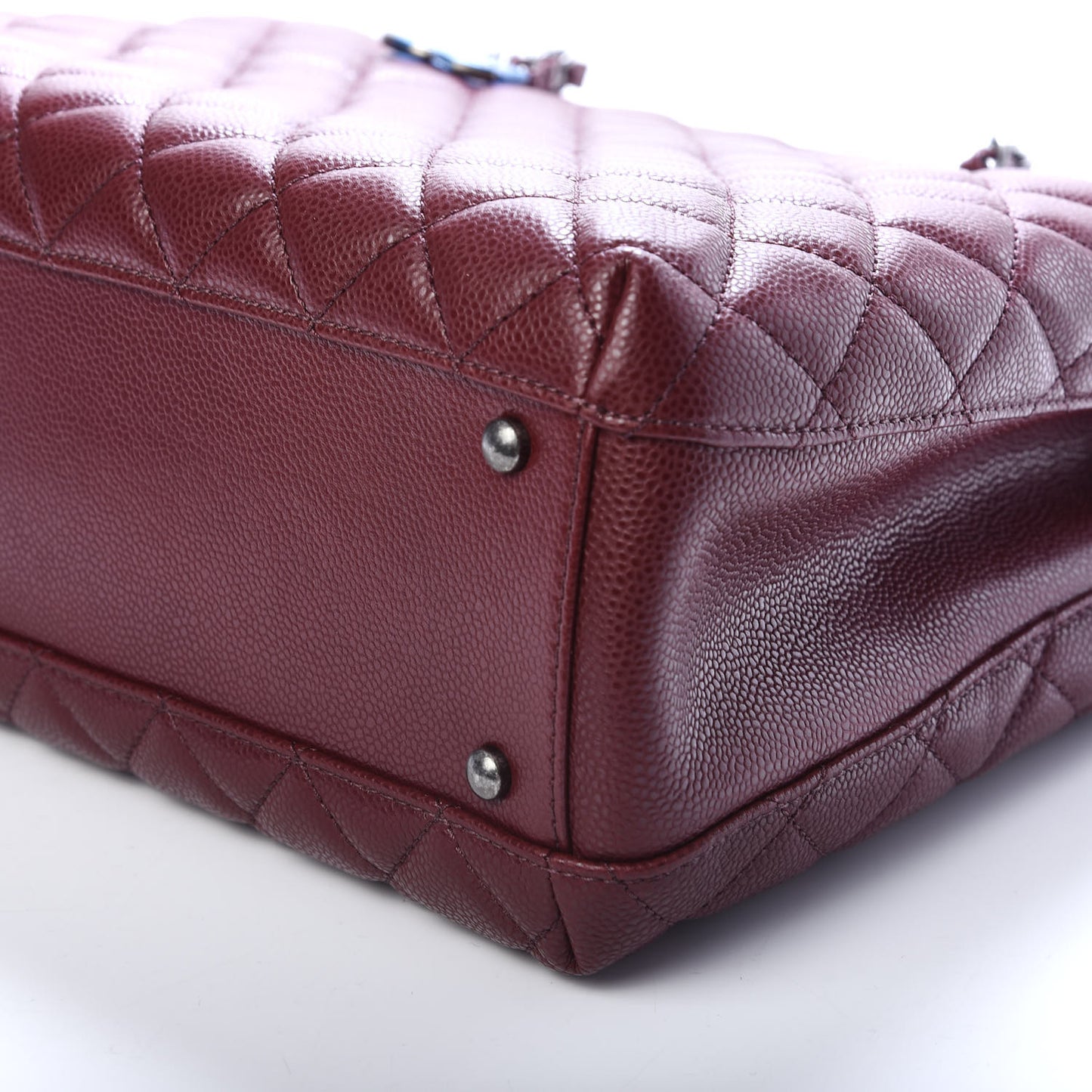 Caviar Quilted City Shopping Tote Dark Red