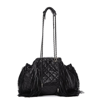Chanel Lambskin Quilted Western Baluchon Fringe Bag Black 1 of 9