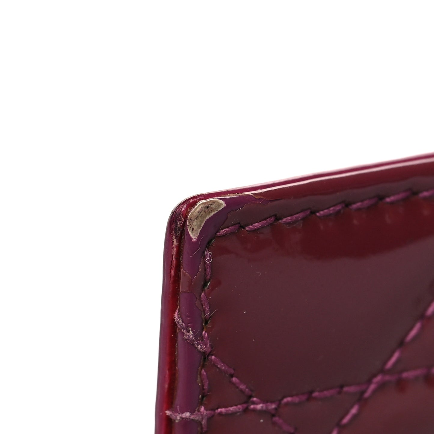 Patent Cannage Lady Dior Rendezvous Wallet On Chain Fuchsia