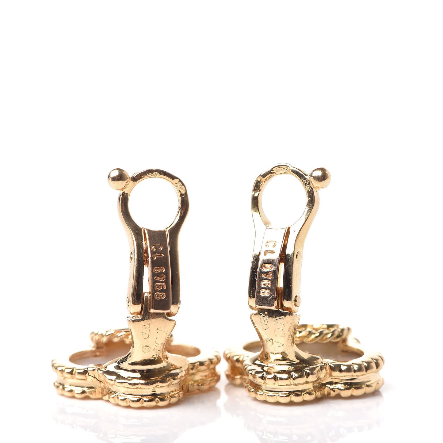 18K Yellow Gold Mother of Pearl Vintage Alhambra Clip-On Earrings