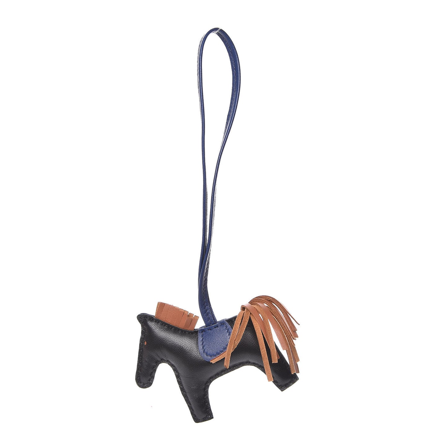 Milo Lambskin Grigri Rodeo Horse Bag Charm PM Black Bleu Saphir Gold