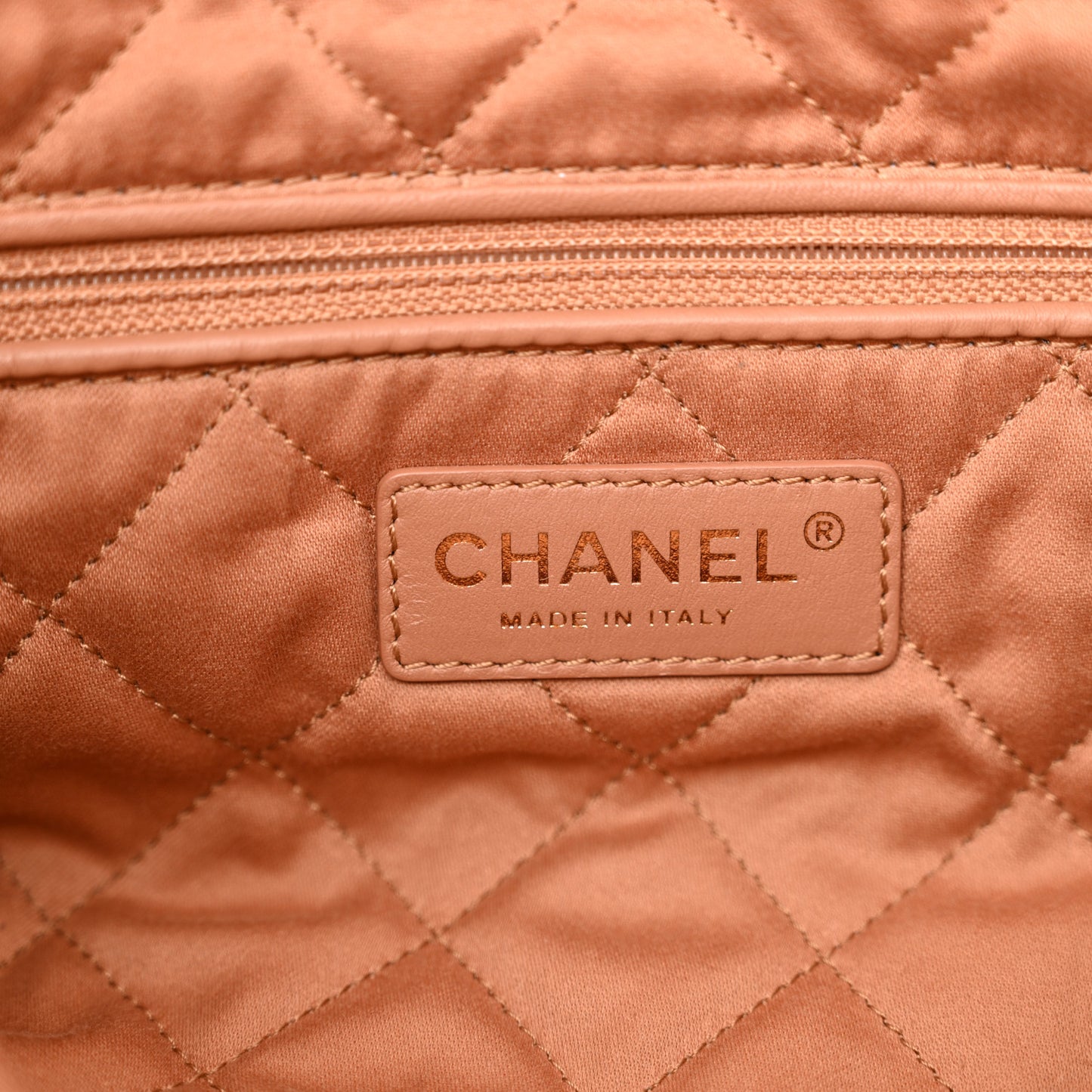Shiny Calfskin Quilted Chanel 22 Camel