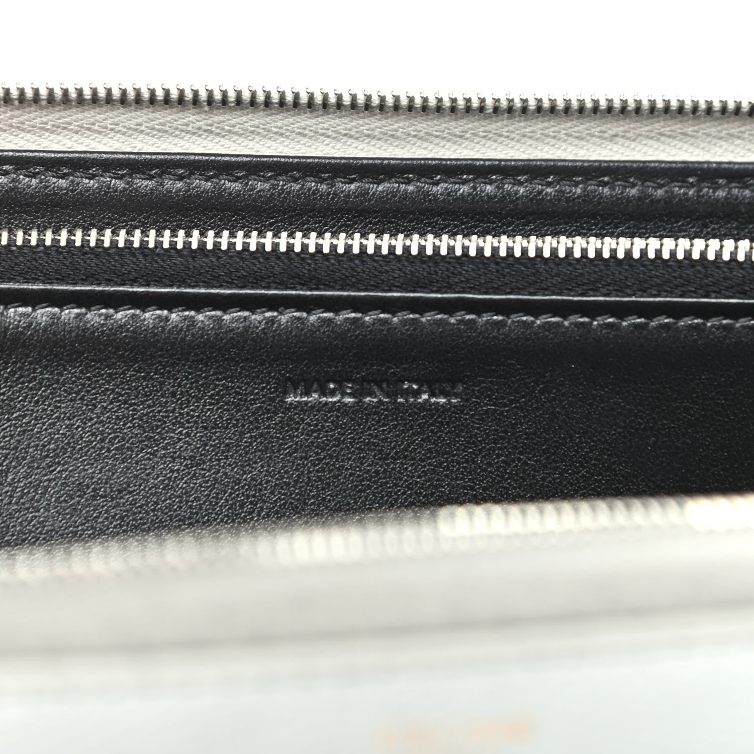 Celine Laminated Grained Calfskin Large Zip Around Multifunction Wallet Silver 7 of 7