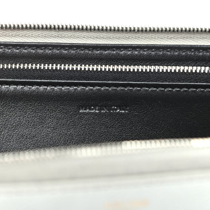 Celine Laminated Grained Calfskin Large Zip Around Multifunction Wallet Silver 7 of 7