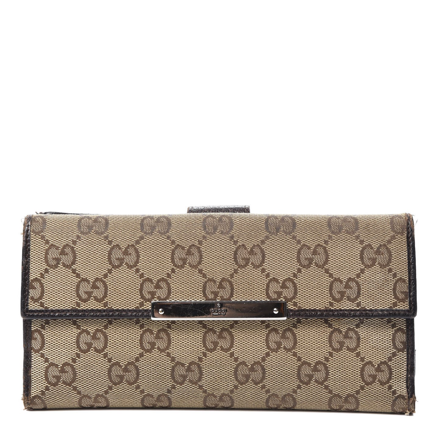 Monogram Metal Bar Continental Flap Wallet Beige Ebony Dark Brown