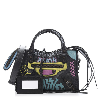 Balenciaga Agneau Arena Graffiti All Over Classic Hardware Mini City Black Multicolor 1 of 12