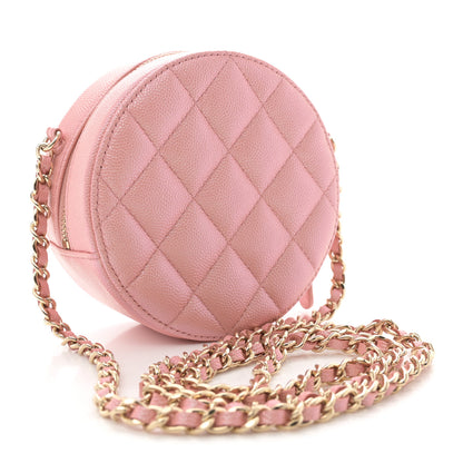 Chanel Iridescent Caviar Resin Quilted Round Clutch With Chain Pink 3 of 11