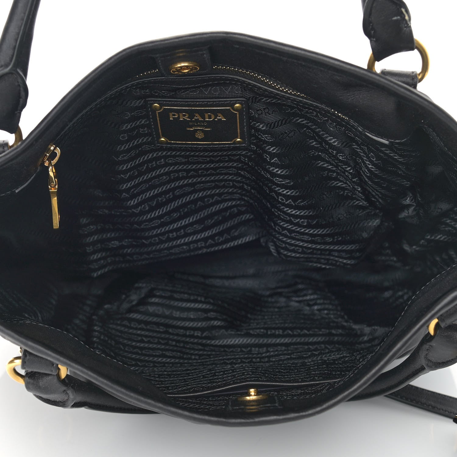 Prada Tessuto Nylon Soft Calf Tote Black 5 of 12