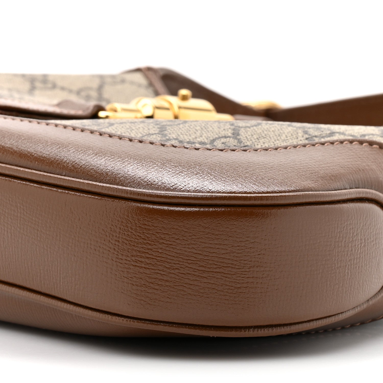 Gucci GG Supreme Monogram Azalea Calfskin Web Small Jackie 1961 Hobo Beige Ebony Brown Sugar 9 of 10