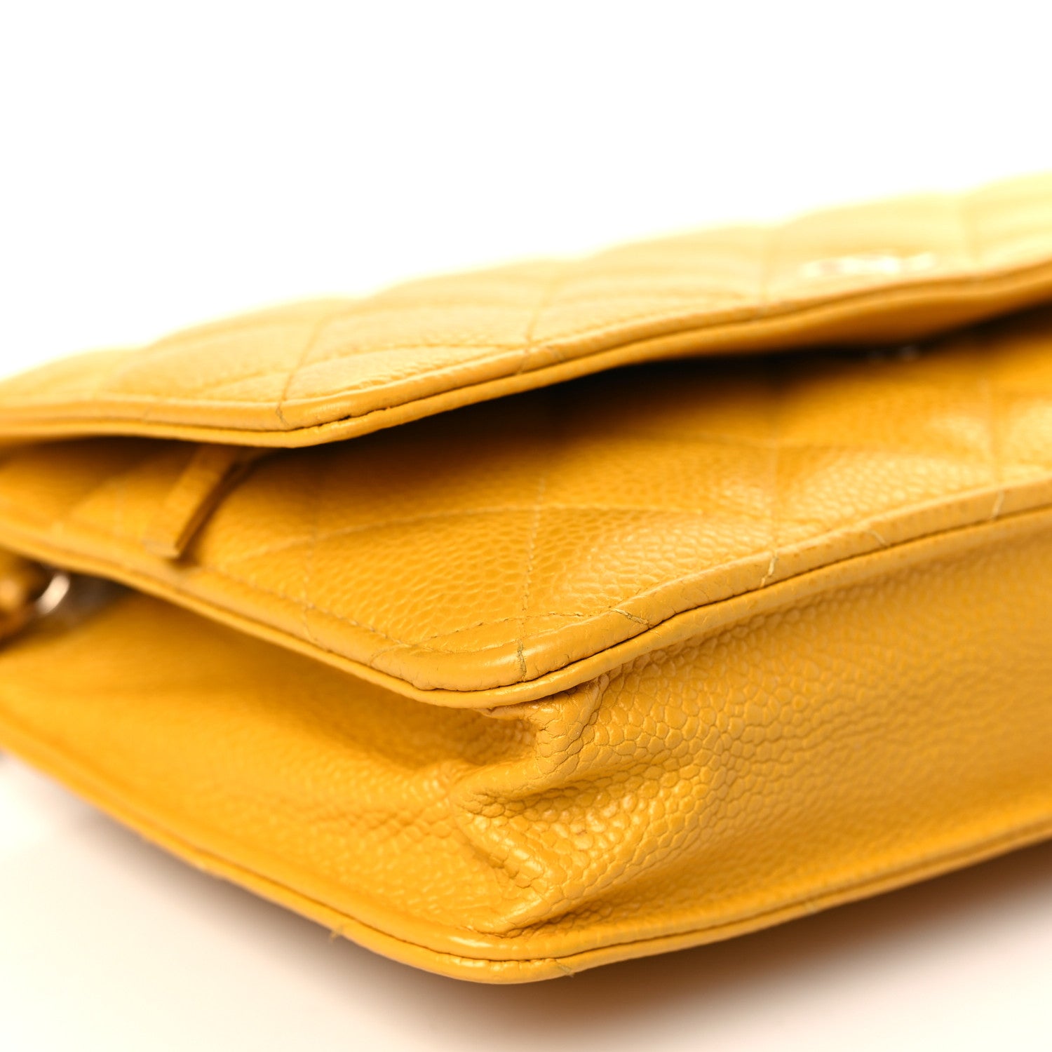 Chanel Caviar Quilted Wallet on Chain WOC Yellow 9 of 11