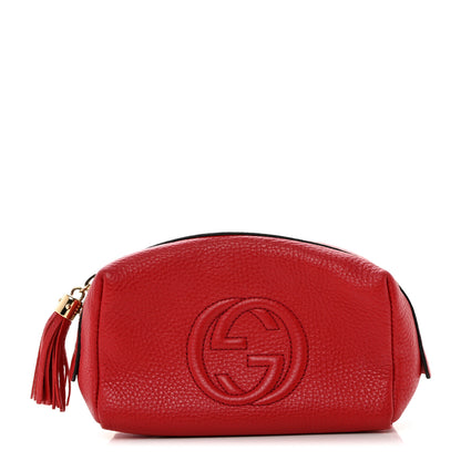 Gucci Pebbled Calfskin Medium Soho Cosmetic Case Red 1 of 8
