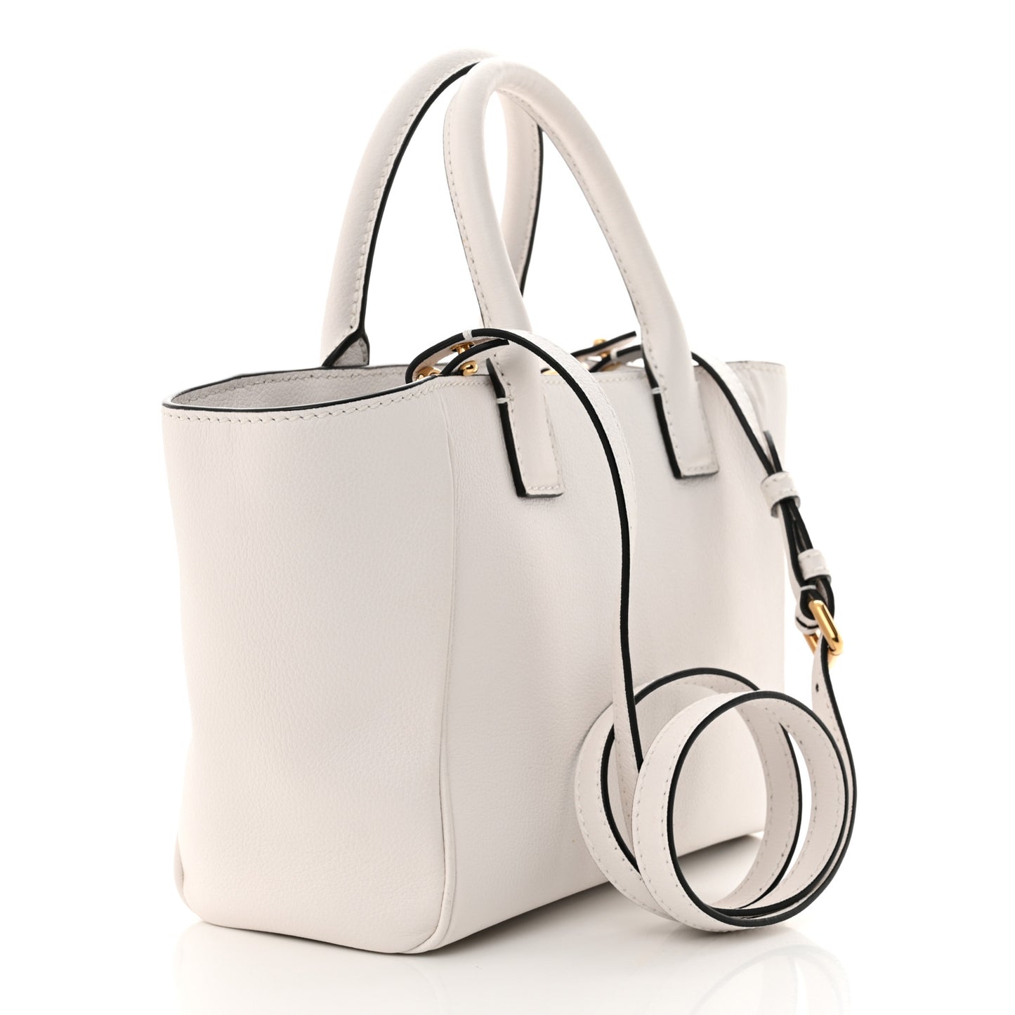 Grained Calfskin Small La Medusa Chain Tote White