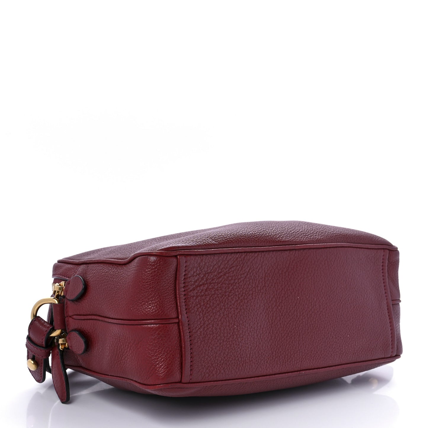 Vitello Daino Medium Double Zip Shoulder Bag Rosso