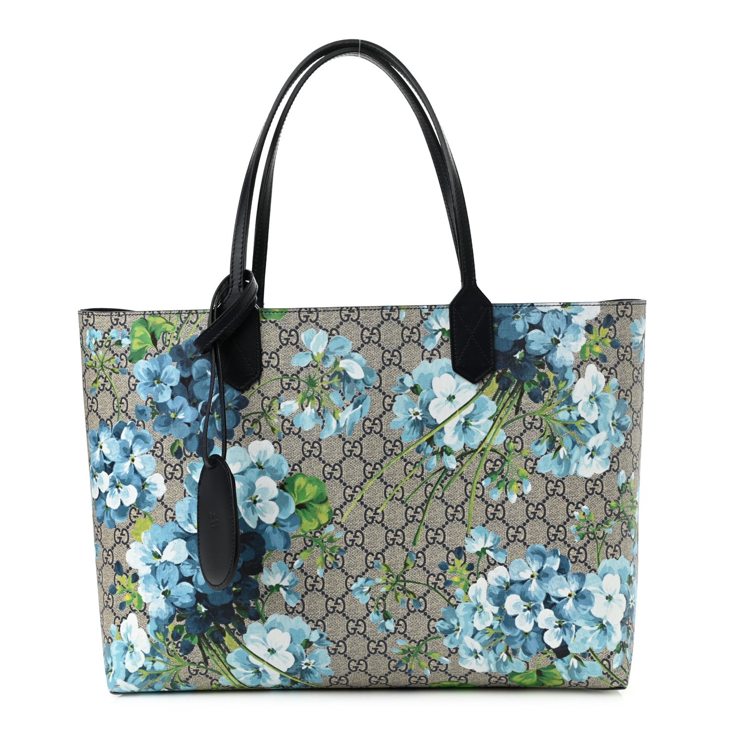 GG Supreme Monogram Blooms Medium Reversible Tote Beige Blue Navy