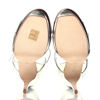 Saint Laurent Metallic Calfskin Tribute 105 Platform Sandals 40 Silver 5 of 7