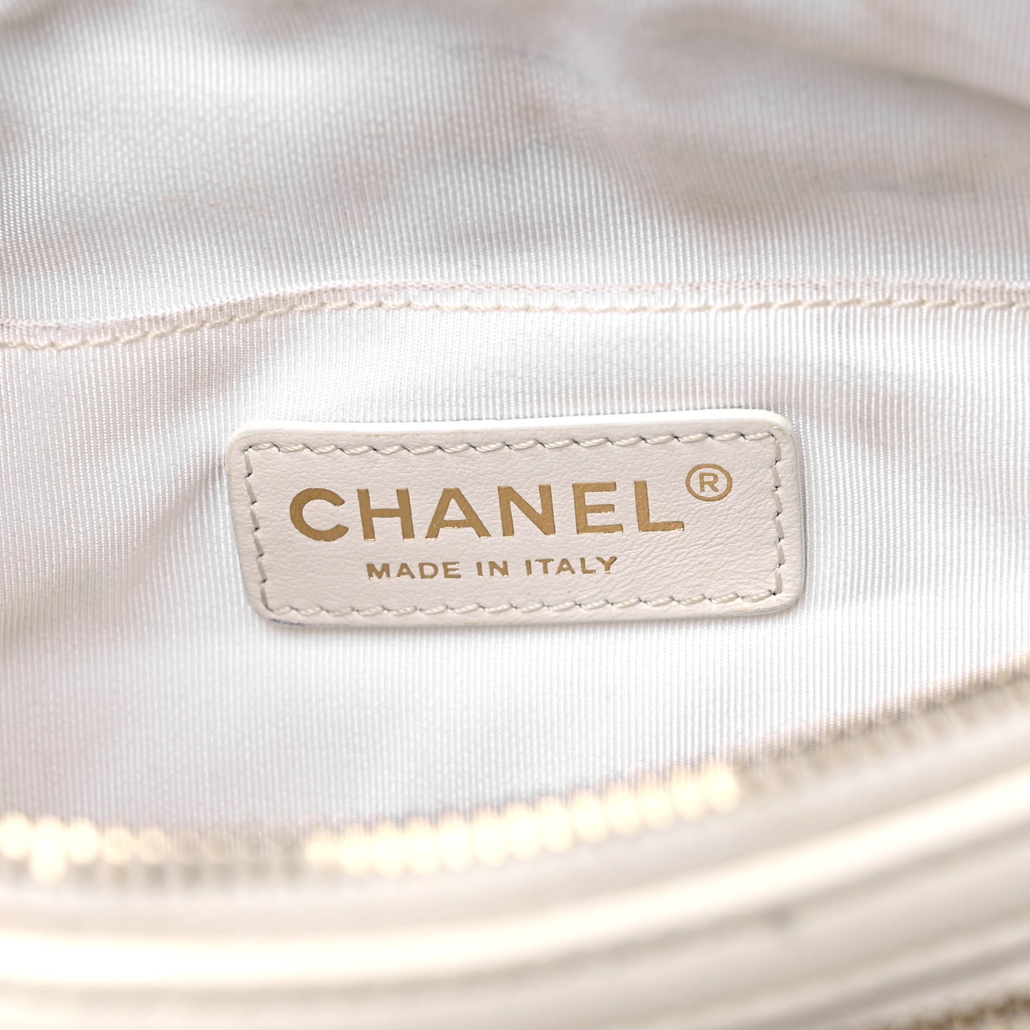Aged Calfskin Quilted Waist Belt Bag White