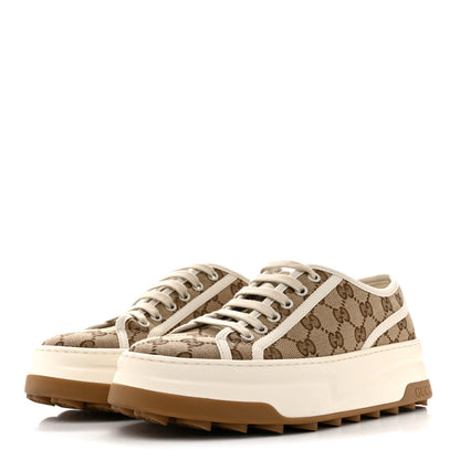 Gucci GG Monogram Womens 1977 Tennis Platform 52mm Sneakers 39 Beige Ebony Mystic White 4 of 10