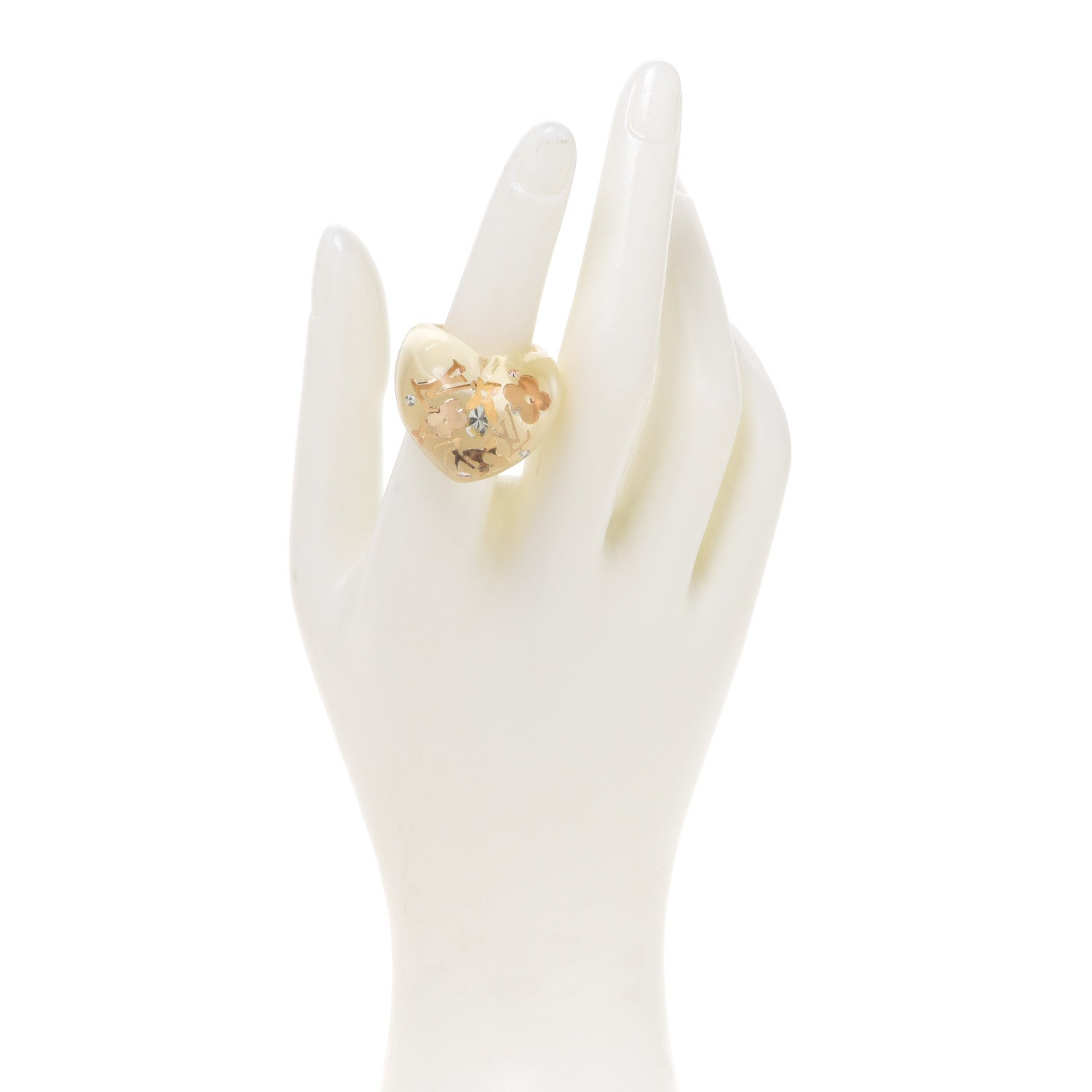 Louis Vuitton Resin Swarovski Heart Inclusion Ring M Gold 6.5 2 of 4