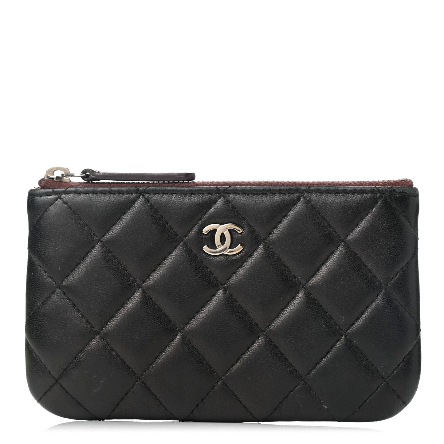 Lambskin Quilted Small Cosmetic Case Black