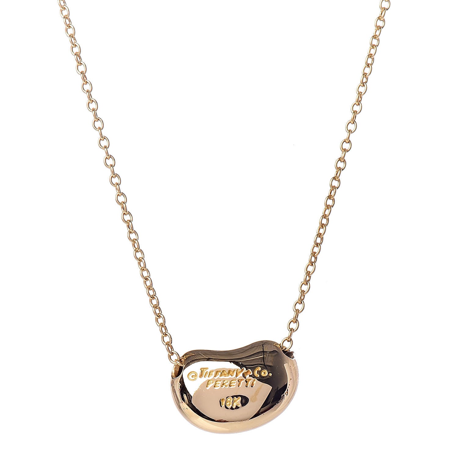 Tiffany 18K Yellow Gold 11mm Elsa Peretti Bean Pendant Necklace 4 of 7