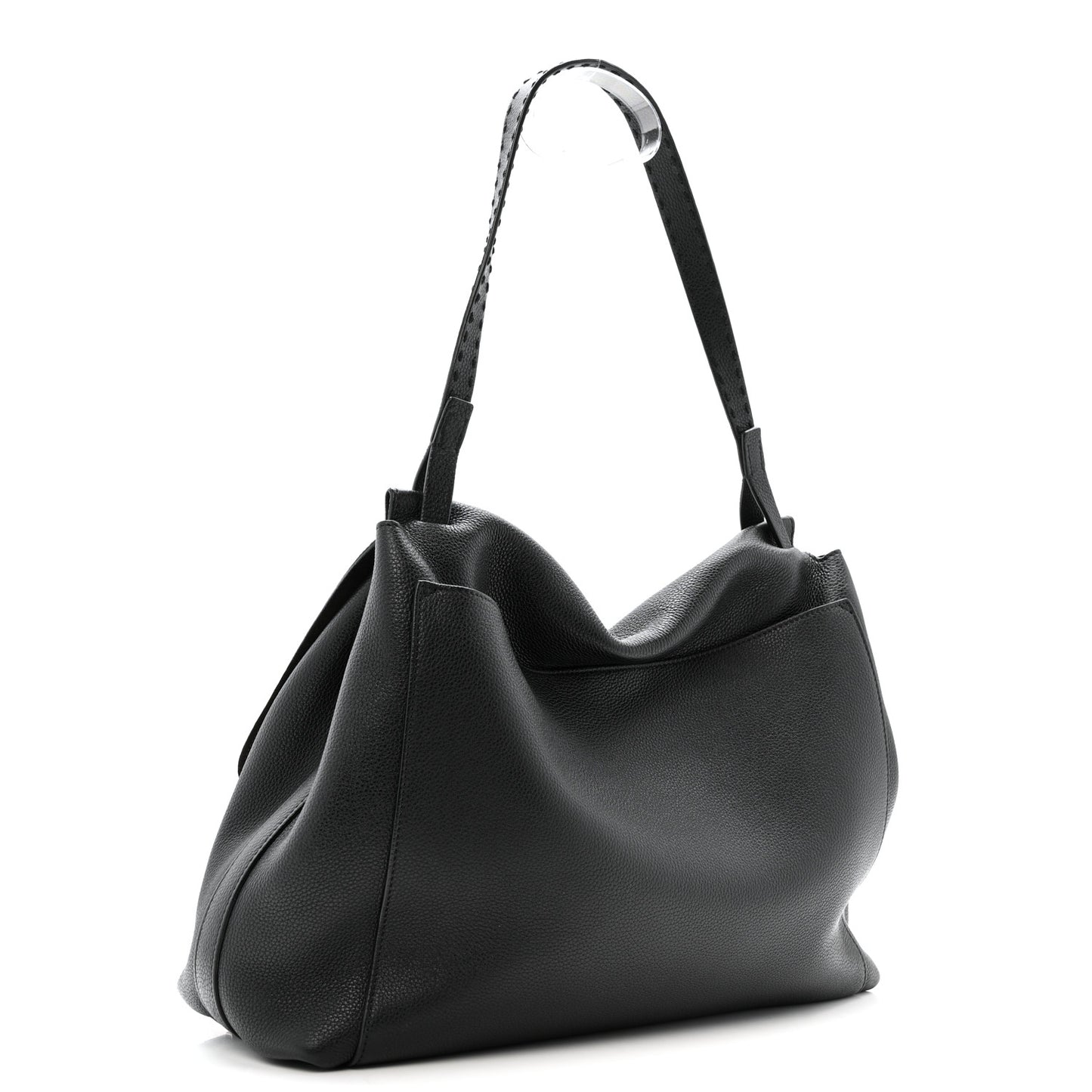 Grained Calfskin Top Handle 14 Bag Black