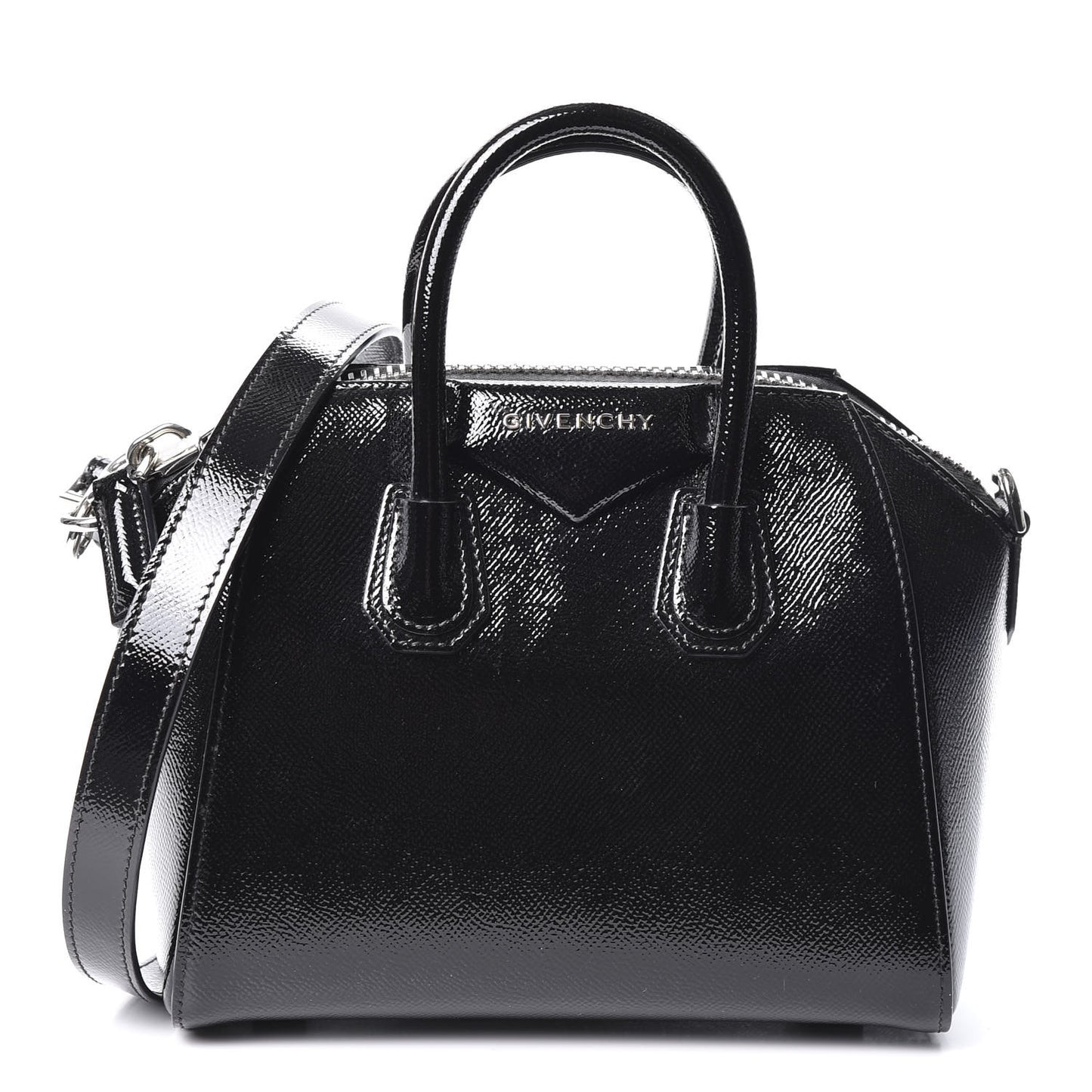 Textured Patent Calfskin Mini Antigona Black