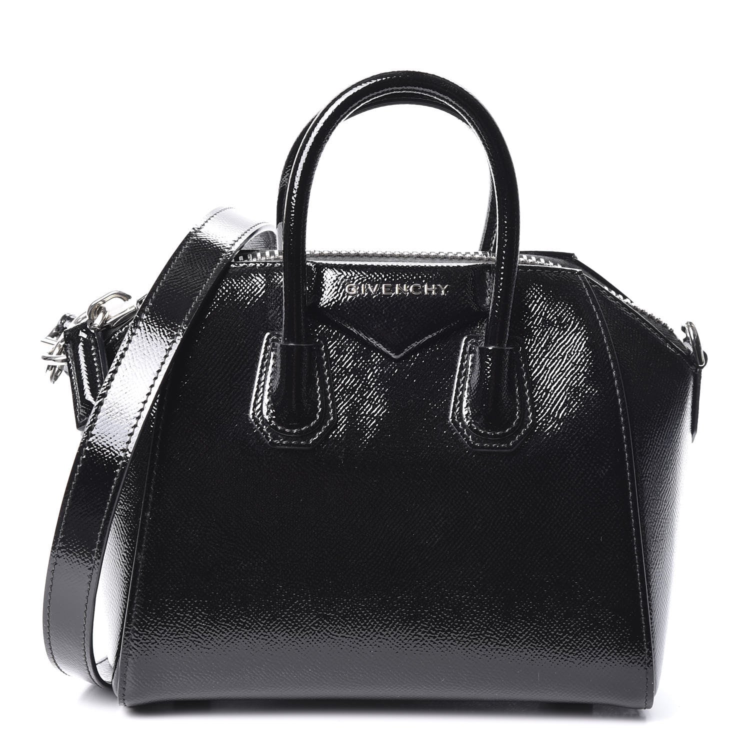 Givenchy Textured Patent Calfskin Mini Antigona Black 1 of 10