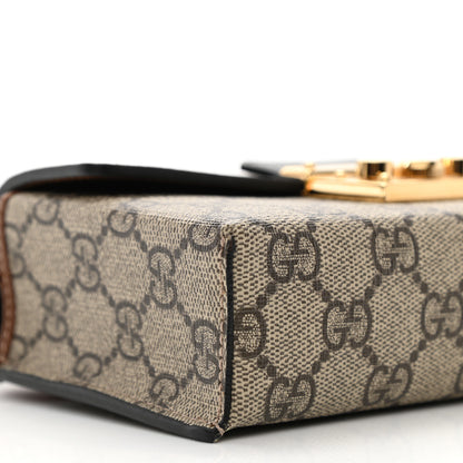 Gucci GG Supreme Monogram Calfskin Mini Padlock Top Handle Shoulder Bag Beige Black Cuir 9 of 10