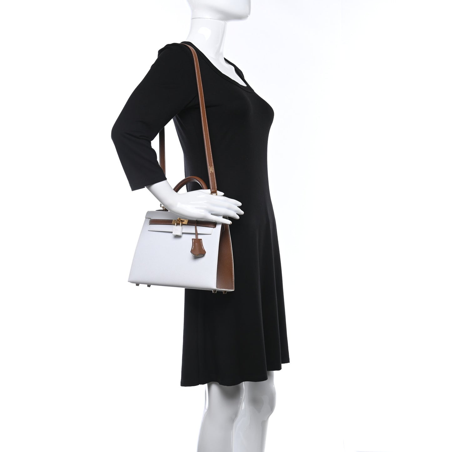 Epsom Bi-Color Horseshoe Kelly Sellier 25 White Miel