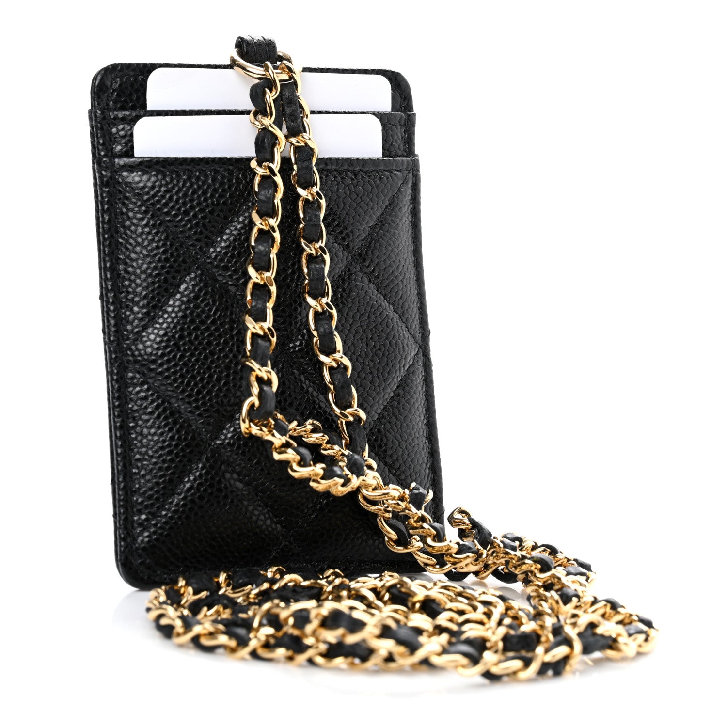 Chanel Caviar Quilted Miss Coco Card Holder On Chain Black 3 of 10