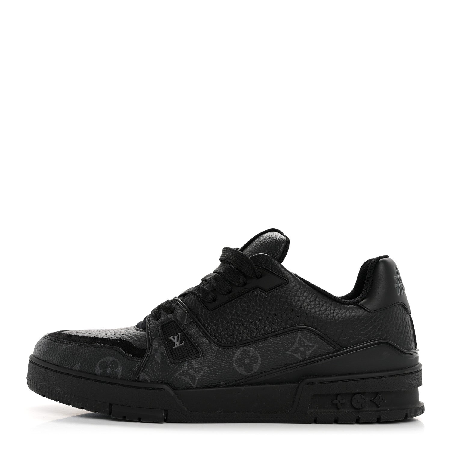 Louis Vuitton Calfskin Monogram Eclipse Mens LV Trainer Sneakers 8 Black 1 of 10