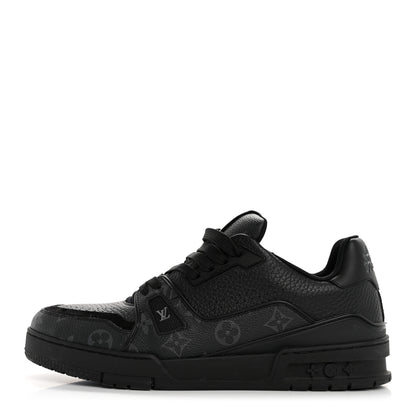 Louis Vuitton Calfskin Monogram Eclipse Mens LV Trainer Sneakers 8 Black 1 of 10
