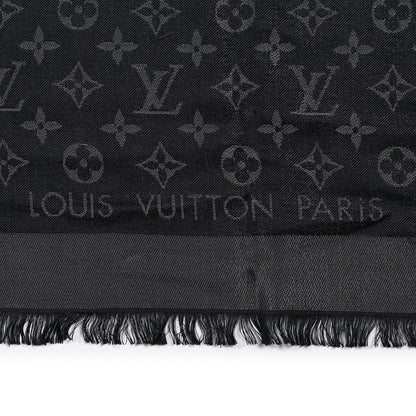 Louis Vuitton Silk Wool Monogram Denim Shawl Black 2 of 4
