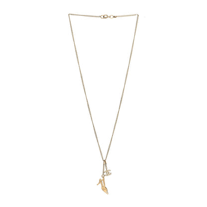 Chanel Crystal CC Heel Motif Necklace Gold 3 of 5
