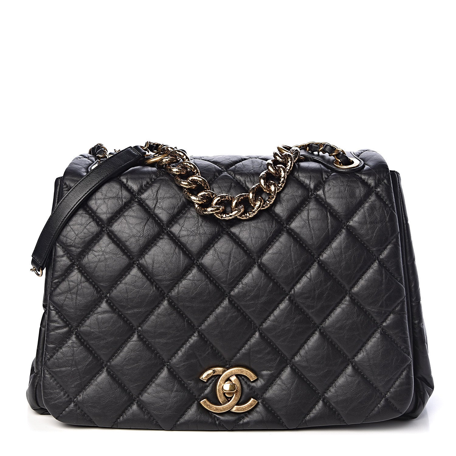 Chanel Aged Calfskin Quilted Large Pondichery Flap Black 1 of 12